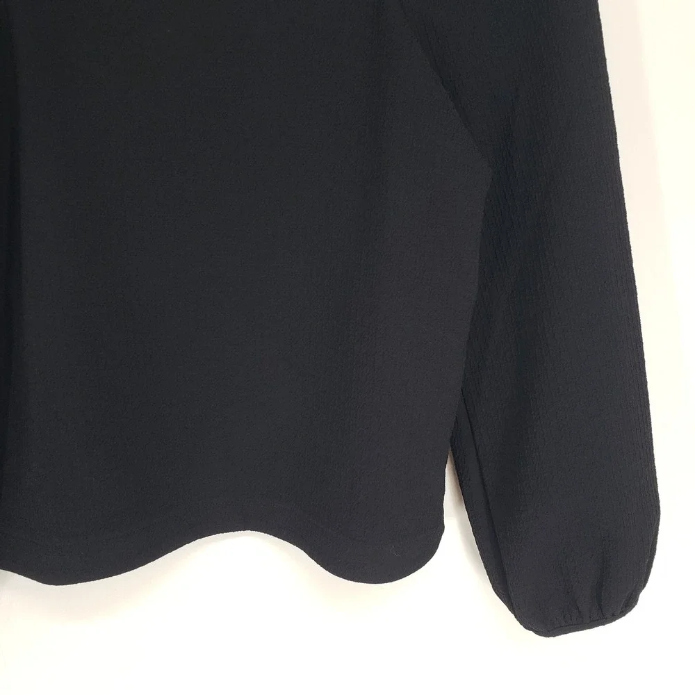 Madewell Crepe Square Neck Puff Sleeve Top Women Size S Black Textured Blouse